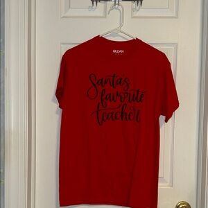 Gildan Red Santa's Favorite Teacher Tee